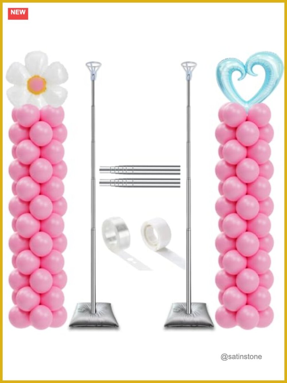 Adjustable 7ft Balloon Column Stand Set of 2 Stainless Steel Party Decor